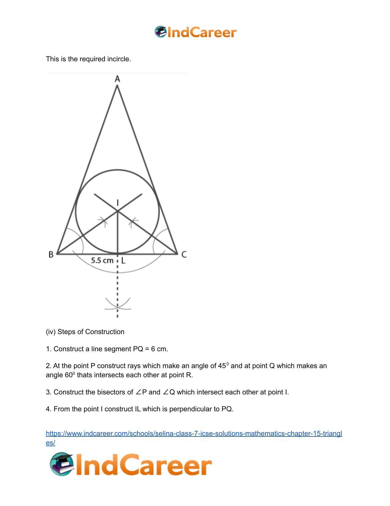 Selina Class 7 ICSE Solutions Mathematics : Chapter 15- Triangles - Page 113
