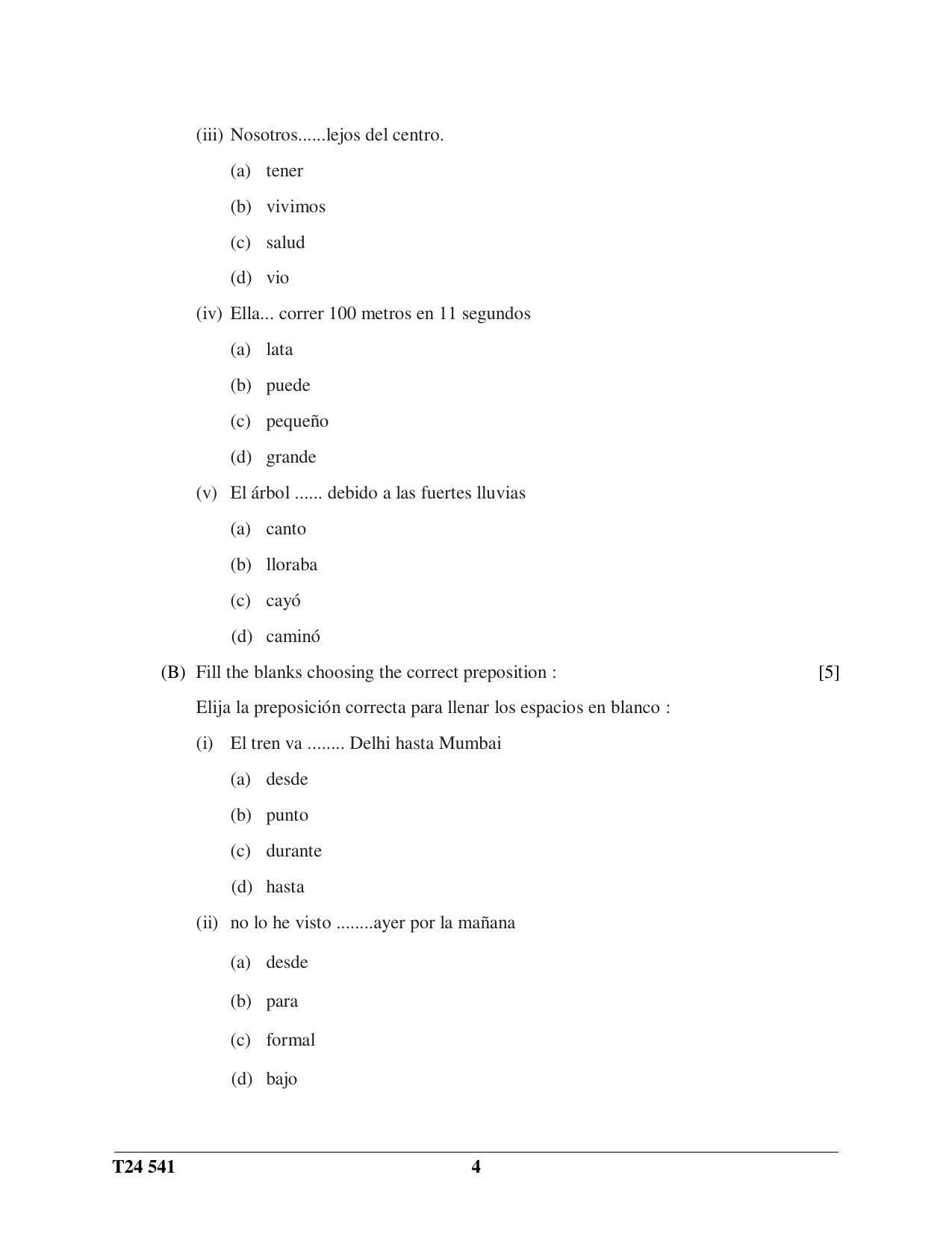 ICSE Class 10 Spanish 2024 Question Paper - Page 4