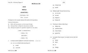 Meghalaya Board (MBOSE) Class 11 Nepali Elective 2020 Question Paper