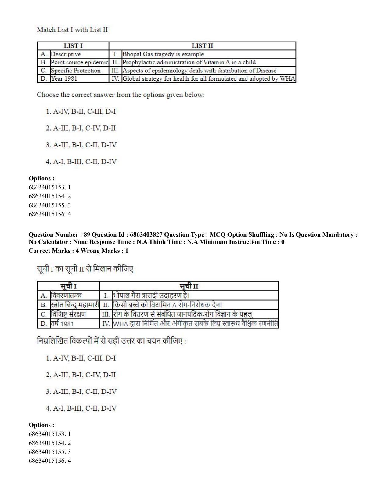 CUET PG 2023: COQP19 – Public Health (Eng.) - Shift 2 (5-06-2023) Question Paper - Page 92