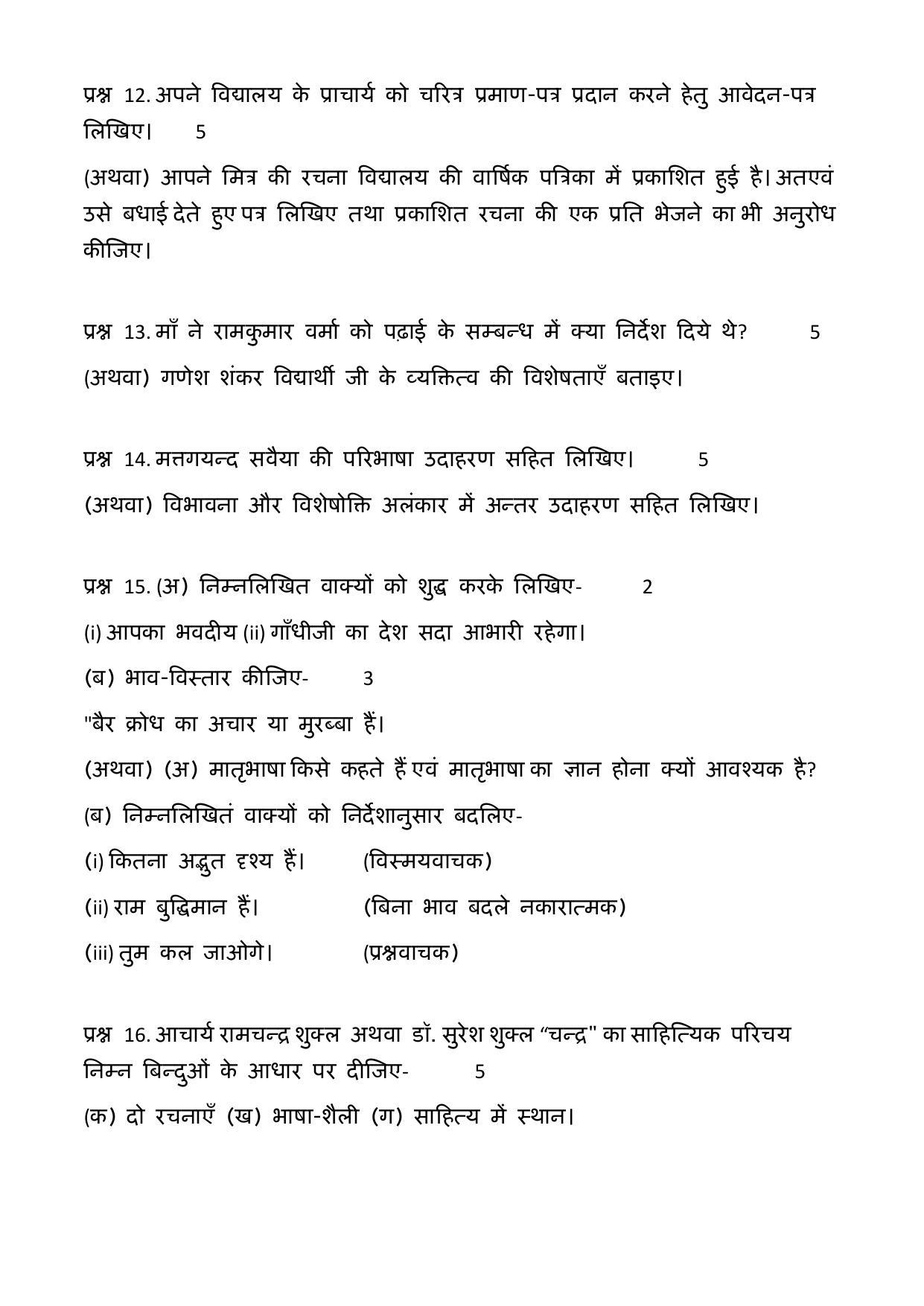 MP Board Class 12 Hindi Special 2010 Question Paper - Page 4