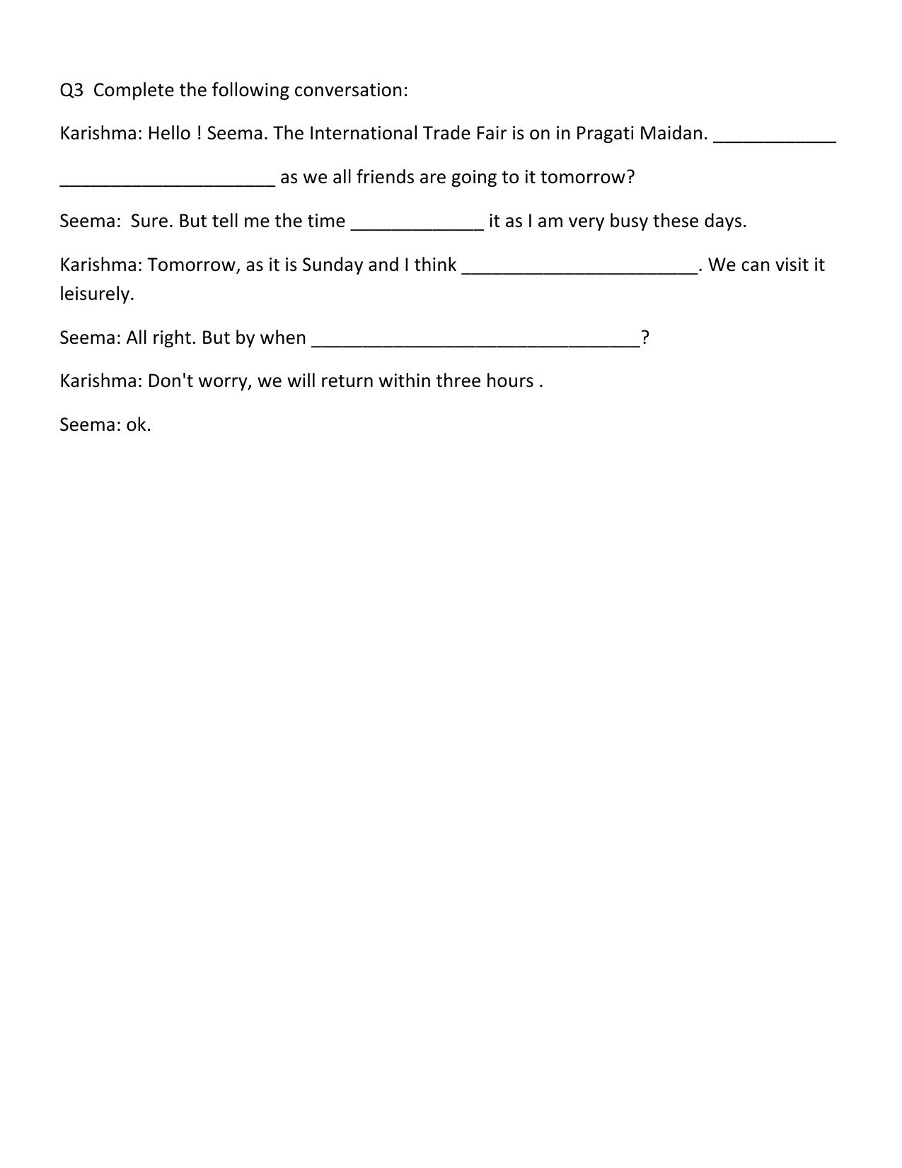 CBSE Class 8 English Worksheet Dialogue Writing Assignment - Page 2
