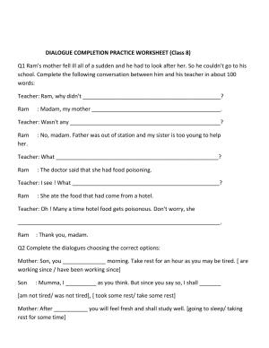 CBSE Class 8 English Worksheet Dialogue Writing Assignment