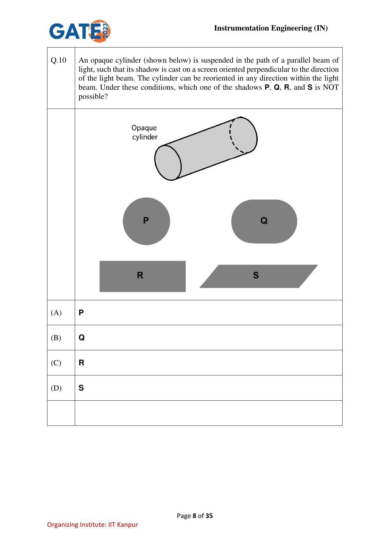 GATE 2023 Instrumentation Engineering (IN) Question Paper - Page 8