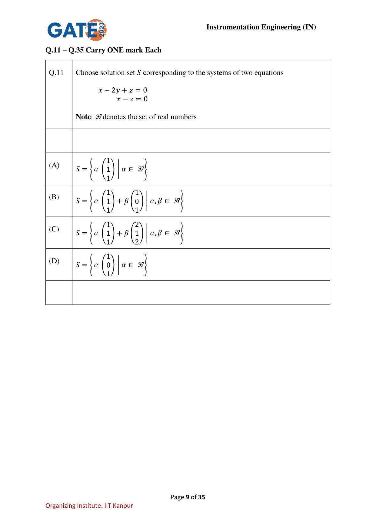 GATE 2023 Instrumentation Engineering (IN) Question Paper - Page 9