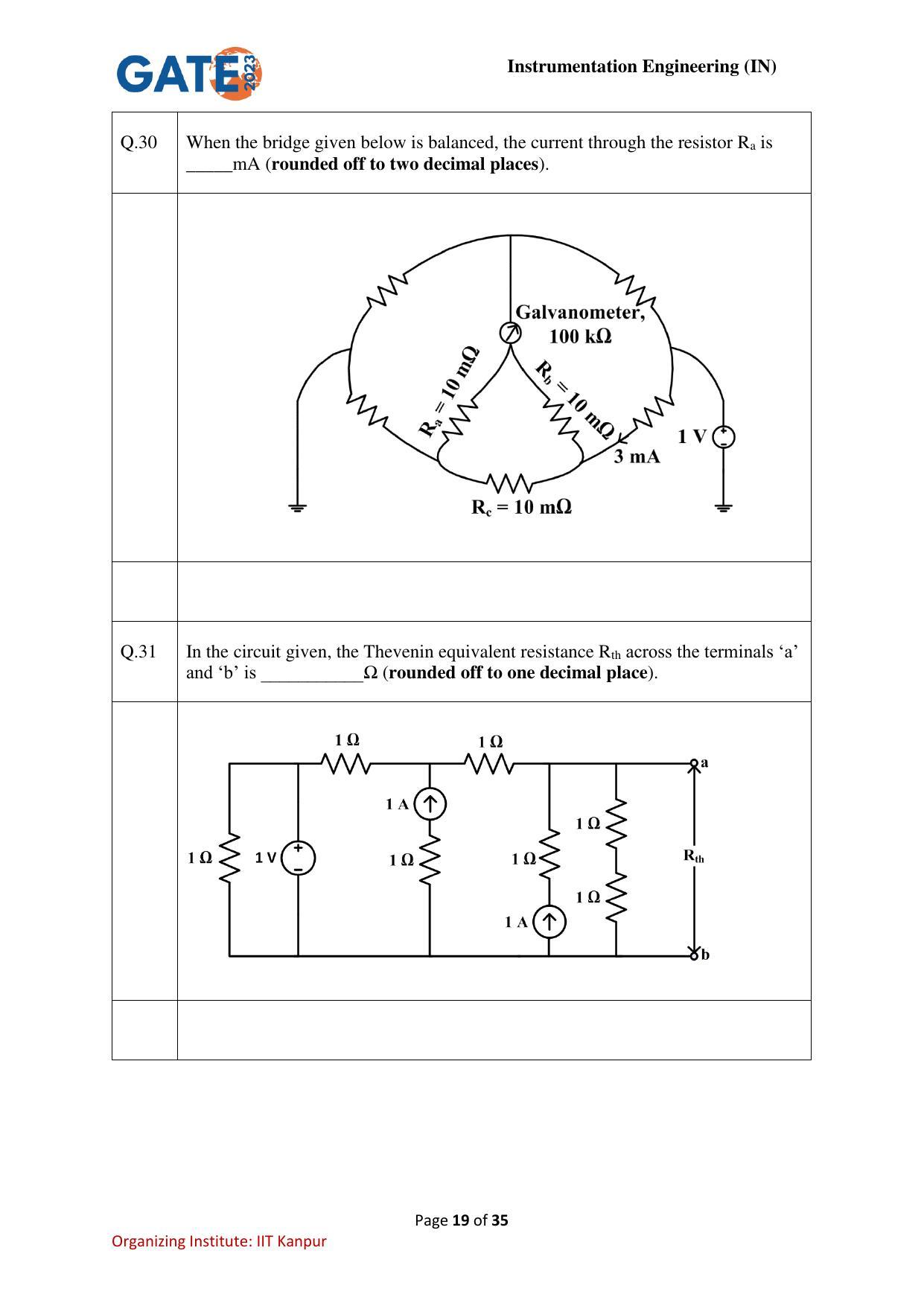 GATE 2023 Instrumentation Engineering (IN) Question Paper - Page 19
