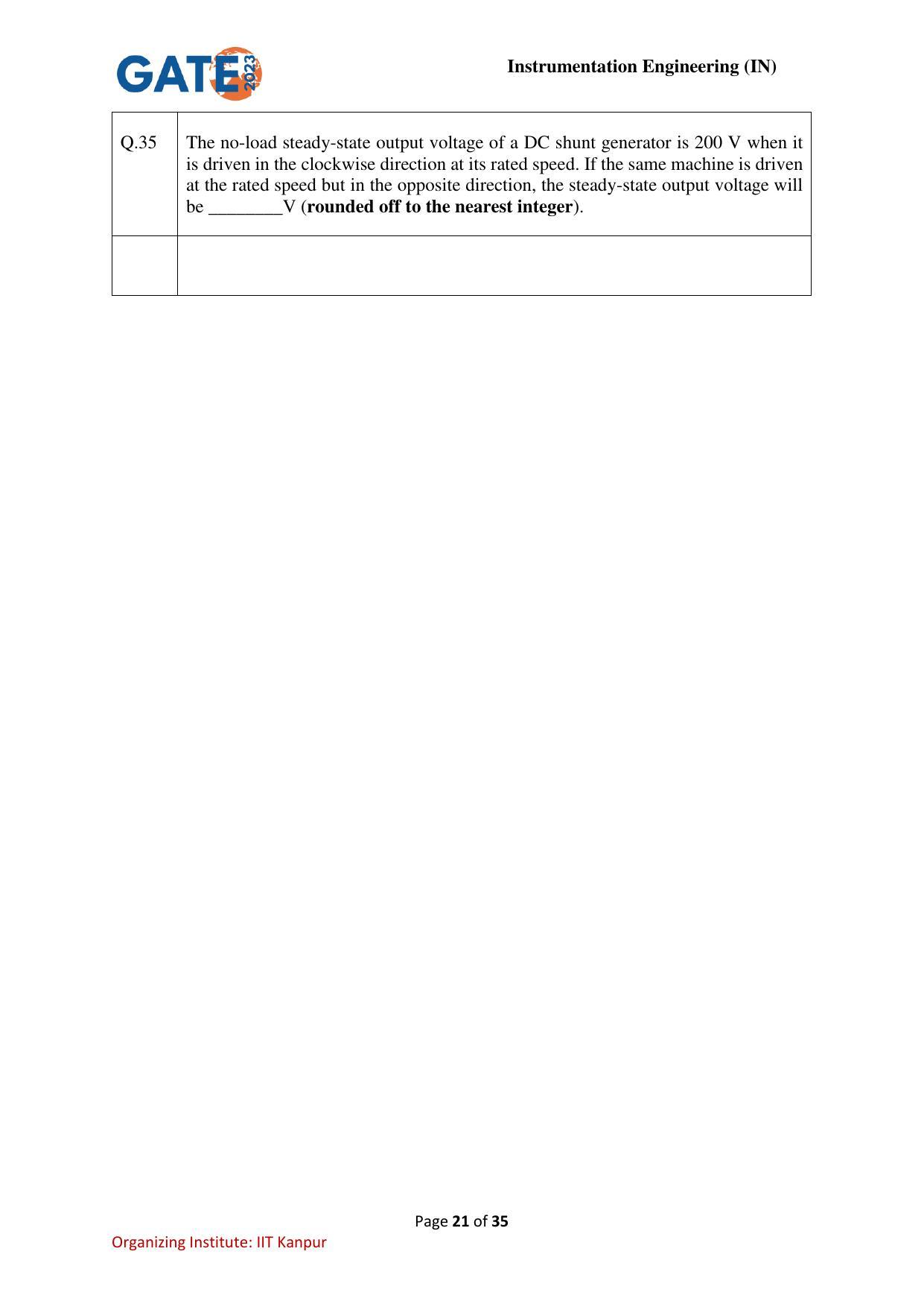 GATE 2023 Instrumentation Engineering (IN) Question Paper - Page 21