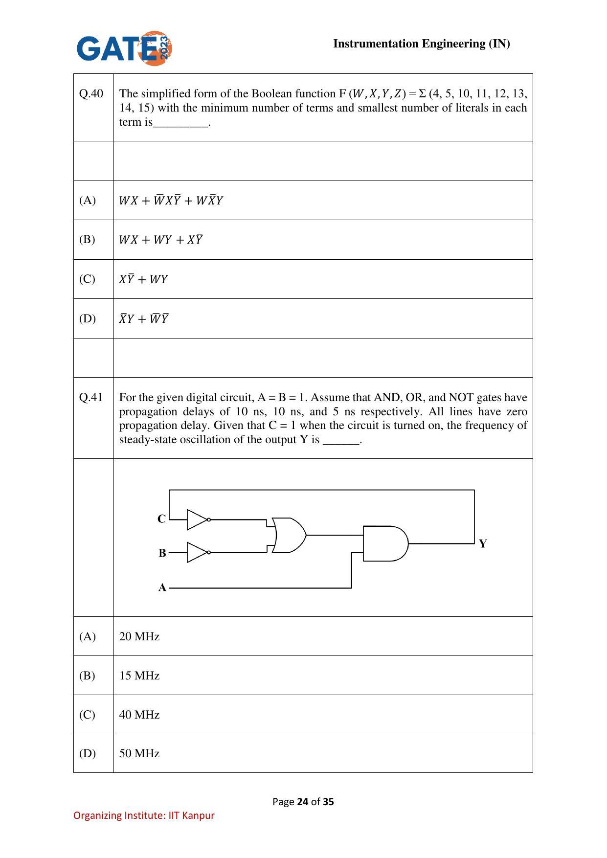 GATE 2023 Instrumentation Engineering (IN) Question Paper - Page 24