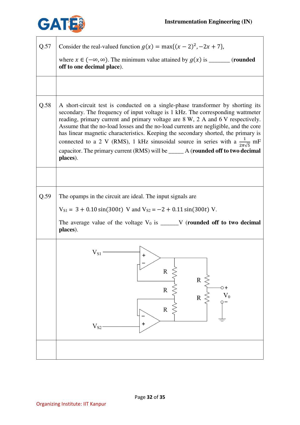 GATE 2023 Instrumentation Engineering (IN) Question Paper - Page 32