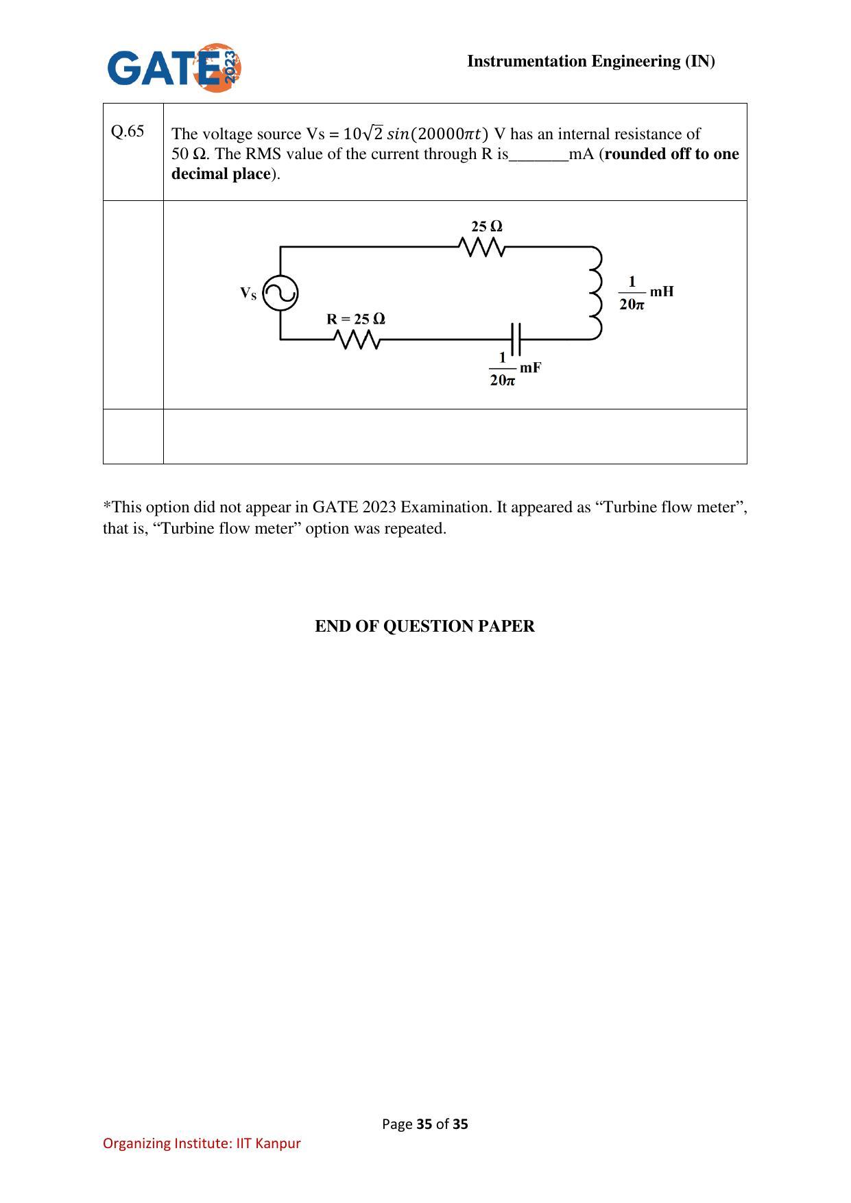 GATE 2023 Instrumentation Engineering (IN) Question Paper - Page 35