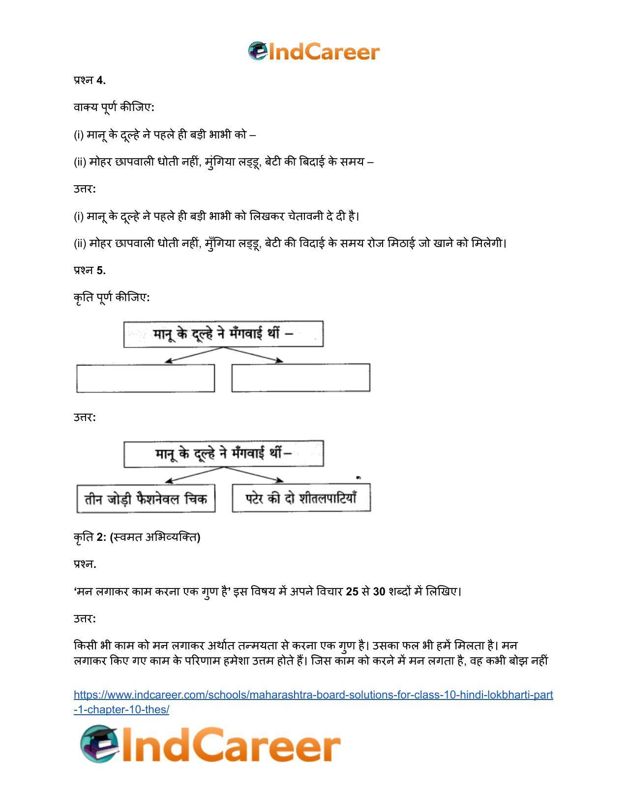 Maharashtra Board Solutions for Class 10- Hindi Lokbharti (Part 1): Chapter 10- ठेस - Page 16