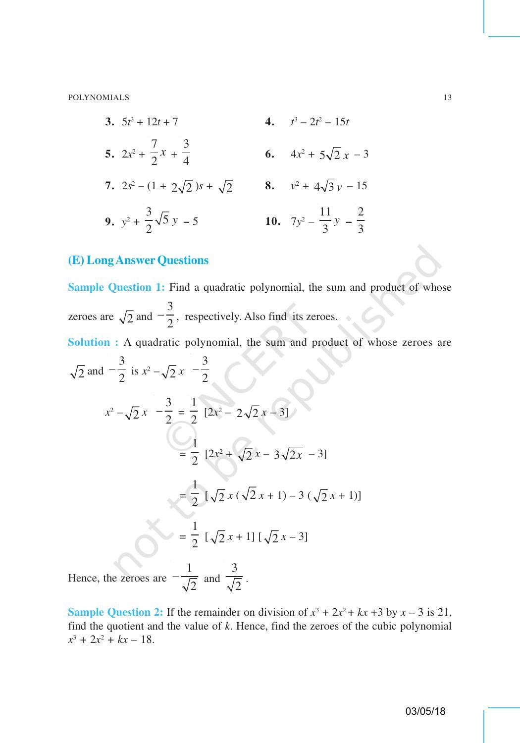 NCERT Exemplar Book for Class 10 Maths: Chapter 2 Polynomials - Page 6