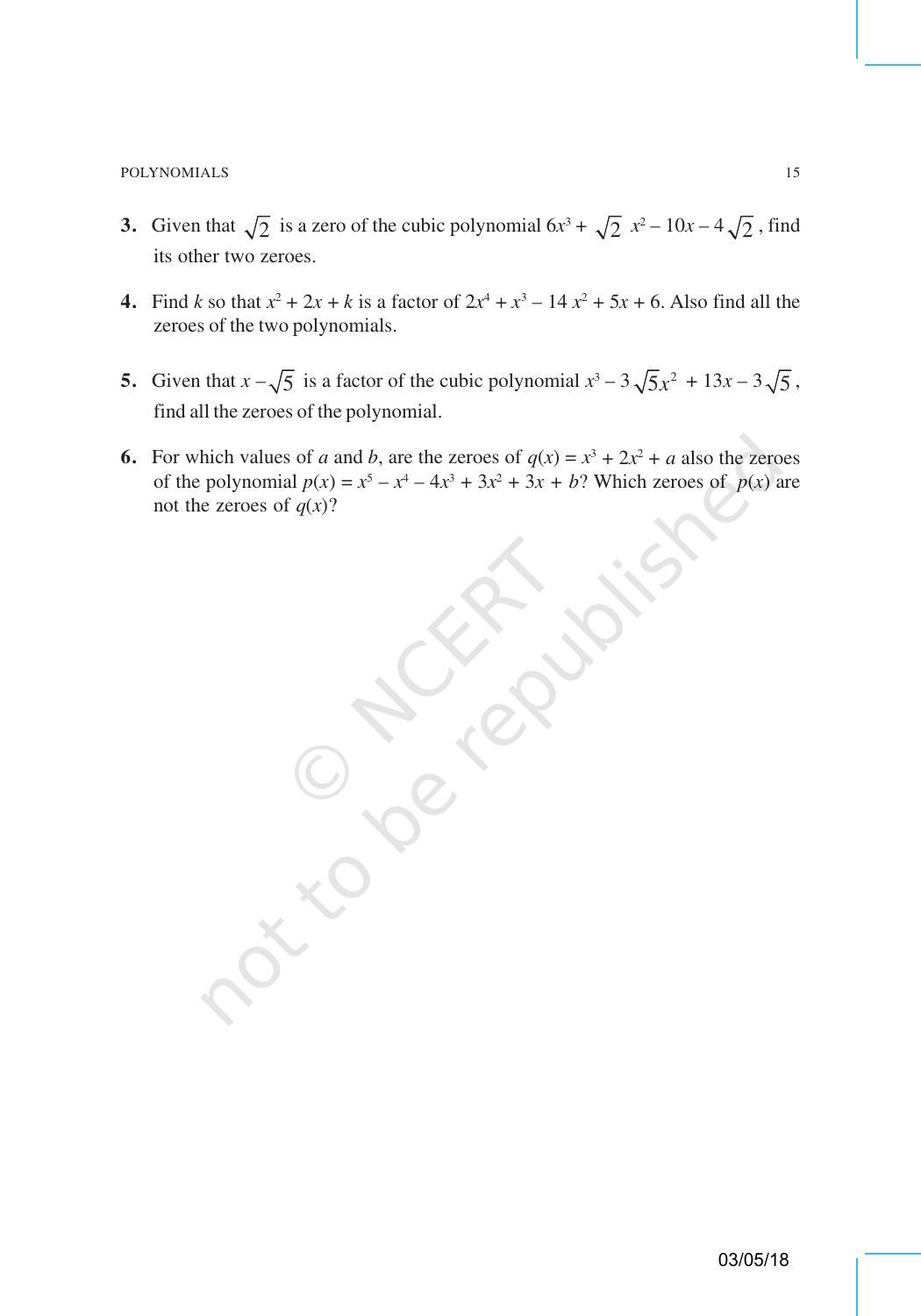 NCERT Exemplar Book for Class 10 Maths: Chapter 2 Polynomials - Page 8