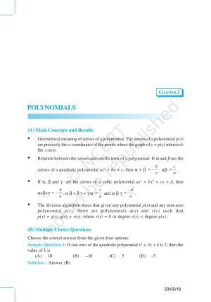 NCERT Exemplar Book for Class 10 Maths: Chapter 2 Polynomials