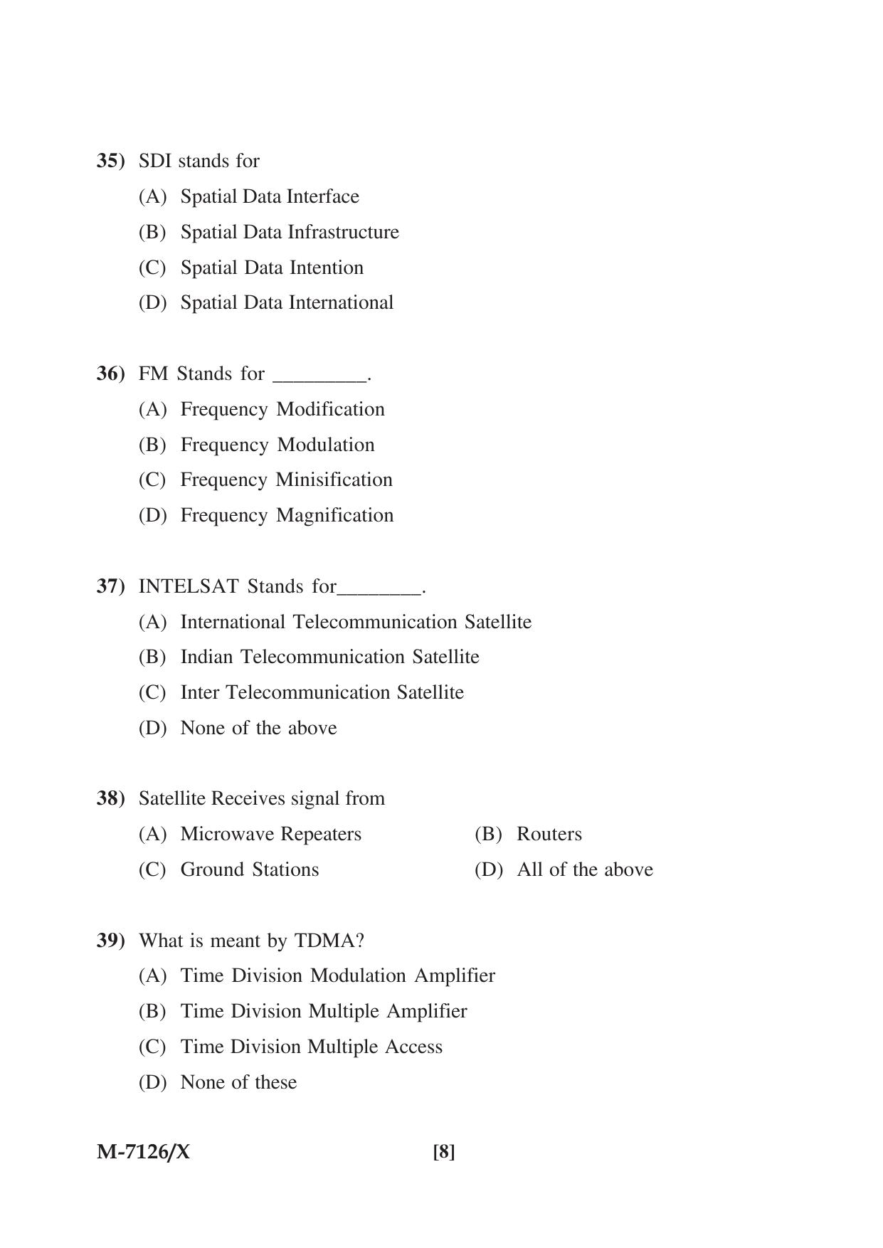 Mysore University PG Entrance Exam 2019: GIS Question Paper - Page 8
