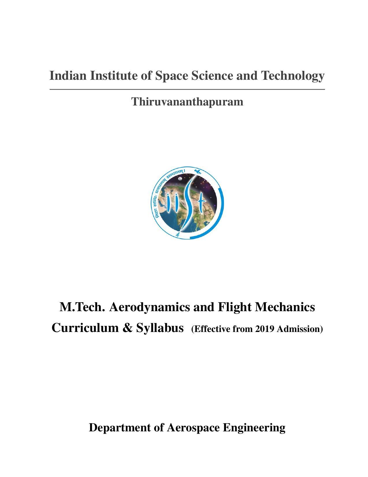 M.Tech in Aerodynamics and Flight Mechanics IIST ,Thiruvananthapuram - Page 1