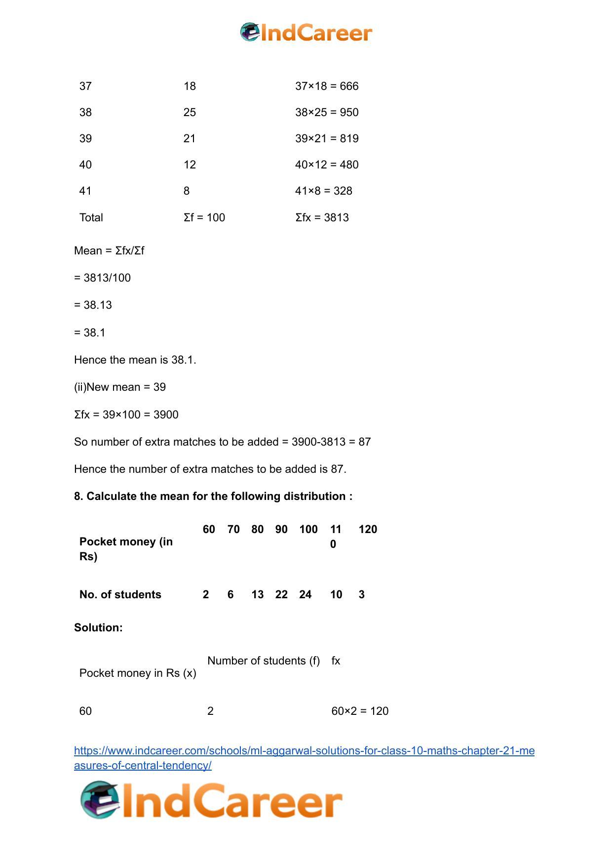 ML Aggarwal Solutions for Class 10 Maths Chapter 21- Measures Of Central Tendency - Page 8