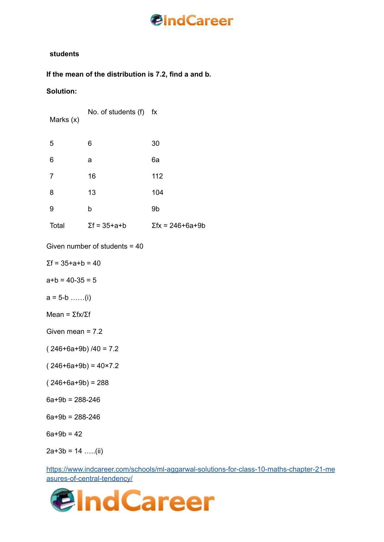 ML Aggarwal Solutions for Class 10 Maths Chapter 21- Measures Of Central Tendency - Page 15