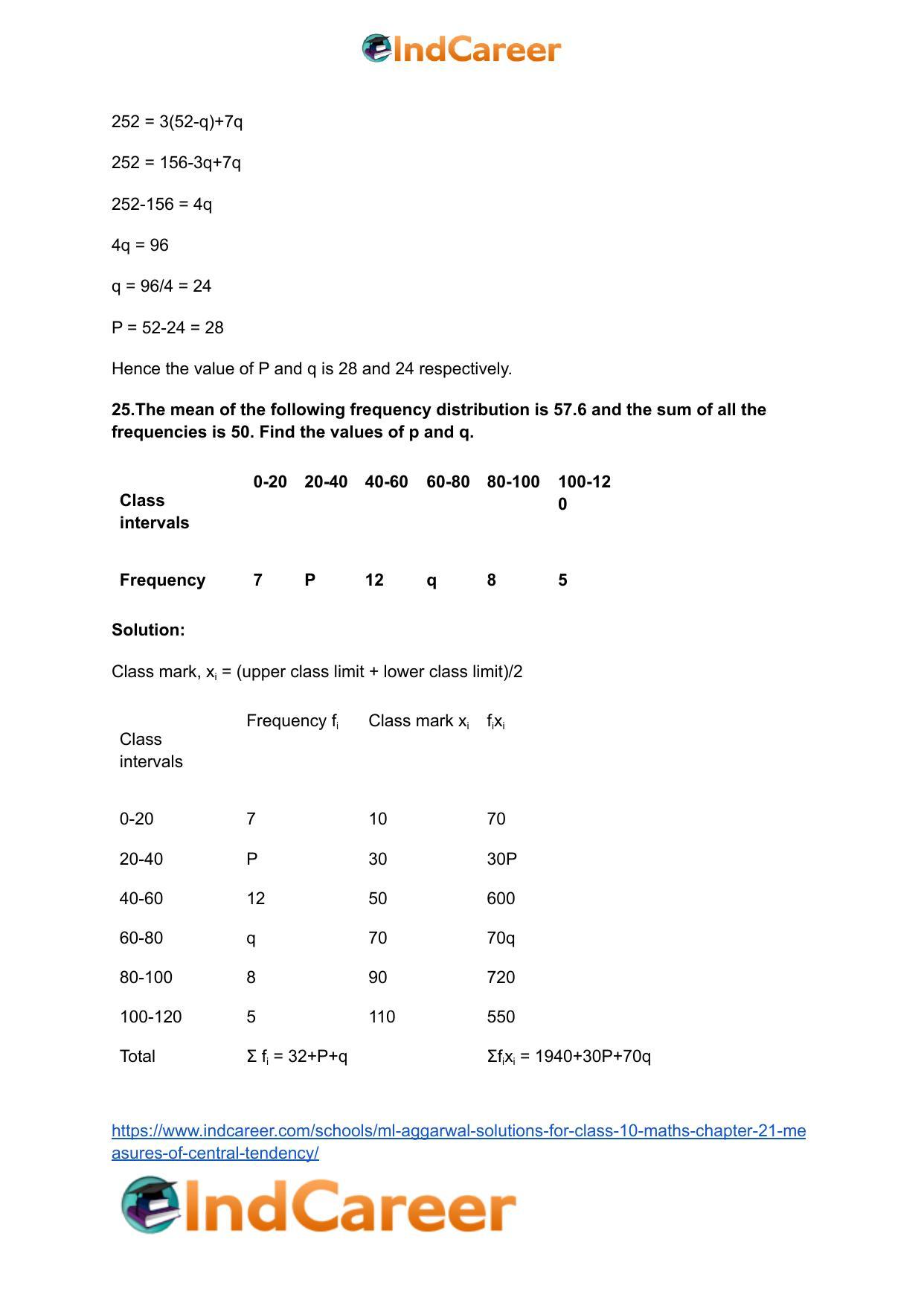 ML Aggarwal Solutions for Class 10 Maths Chapter 21- Measures Of Central Tendency - Page 26