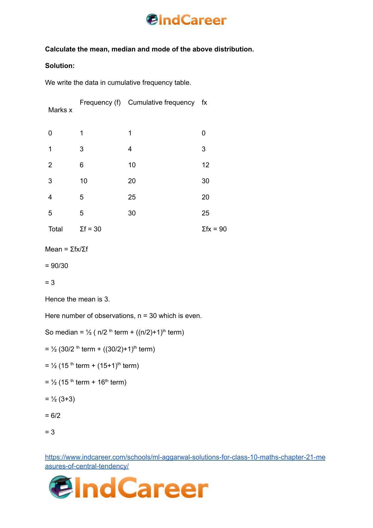 ML Aggarwal Solutions for Class 10 Maths Chapter 21- Measures Of Central Tendency - Page 51