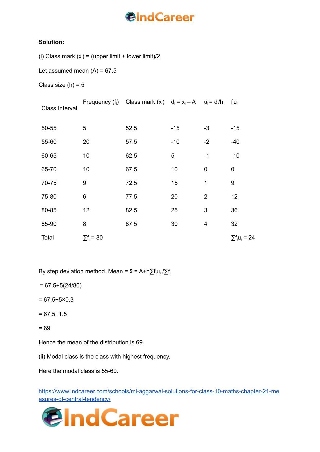 ML Aggarwal Solutions for Class 10 Maths Chapter 21- Measures Of Central Tendency - Page 55