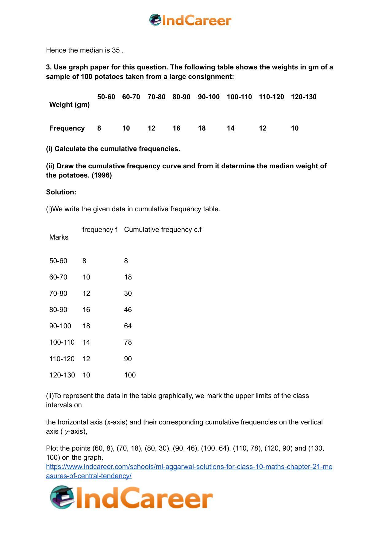 ML Aggarwal Solutions for Class 10 Maths Chapter 21- Measures Of Central Tendency - Page 80