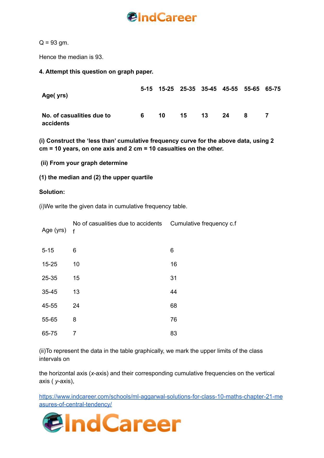 ML Aggarwal Solutions for Class 10 Maths Chapter 21- Measures Of Central Tendency - Page 82