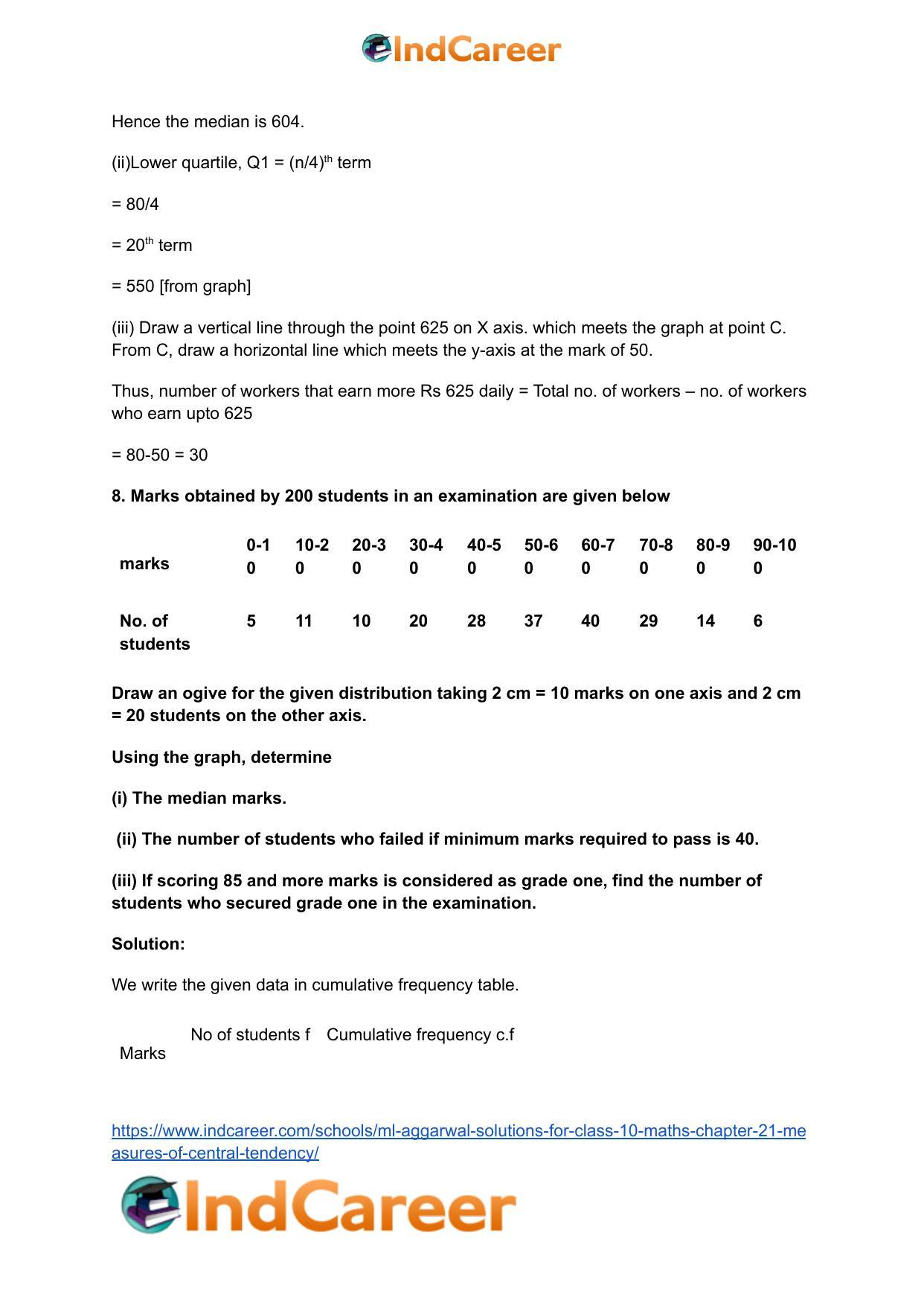 ML Aggarwal Solutions for Class 10 Maths Chapter 21- Measures Of Central Tendency - Page 93