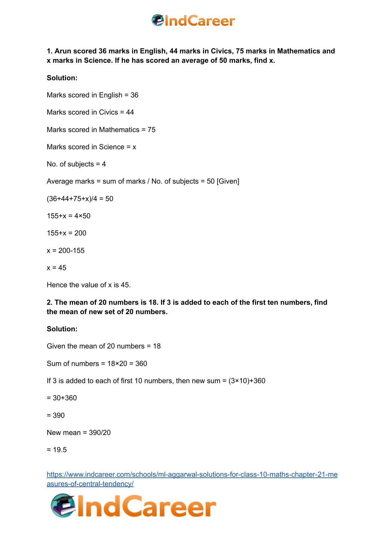ML Aggarwal Solutions for Class 10 Maths Chapter 21- Measures Of Central Tendency - Page 114