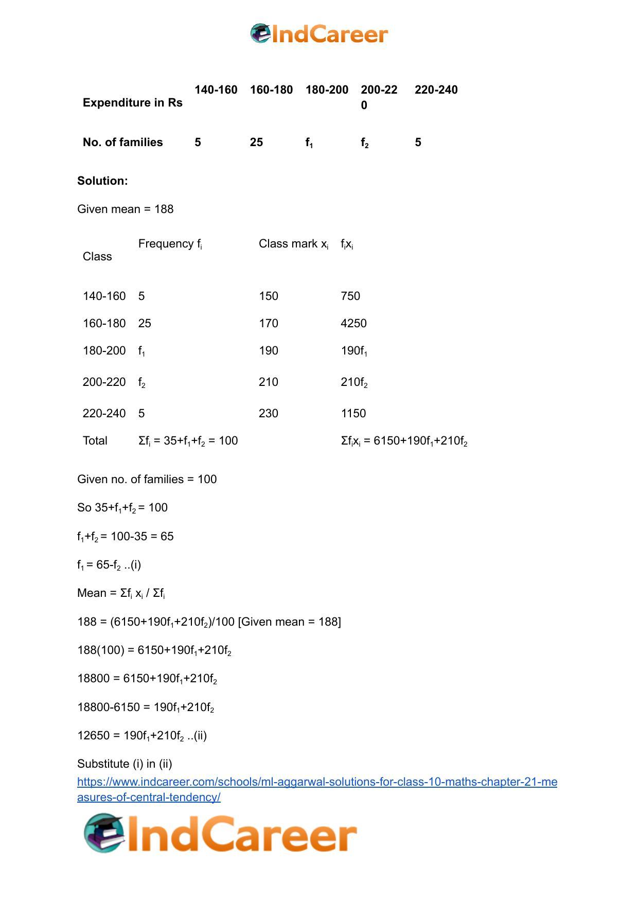 ML Aggarwal Solutions for Class 10 Maths Chapter 21- Measures Of Central Tendency - Page 123