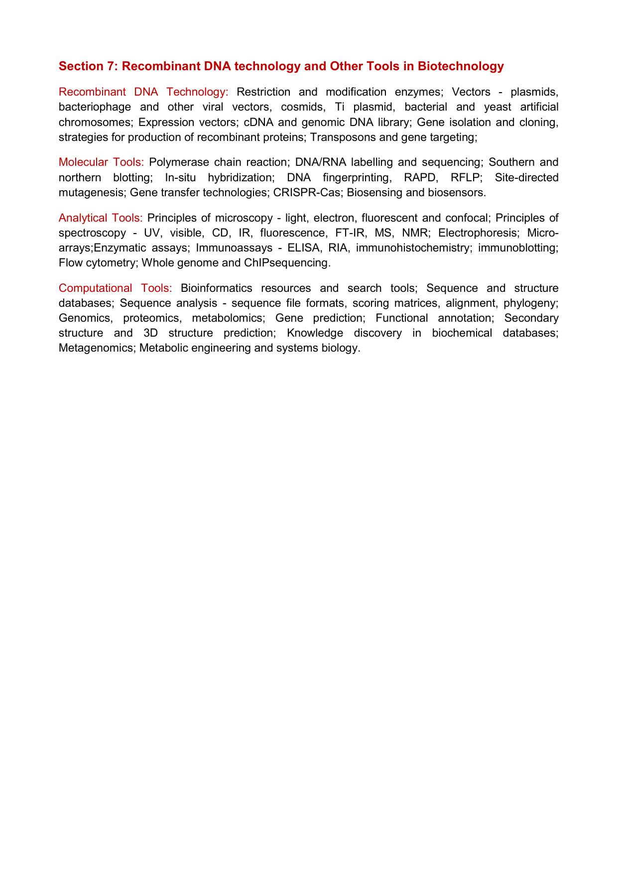 GATE Biotechnology Syllabus - Page 3