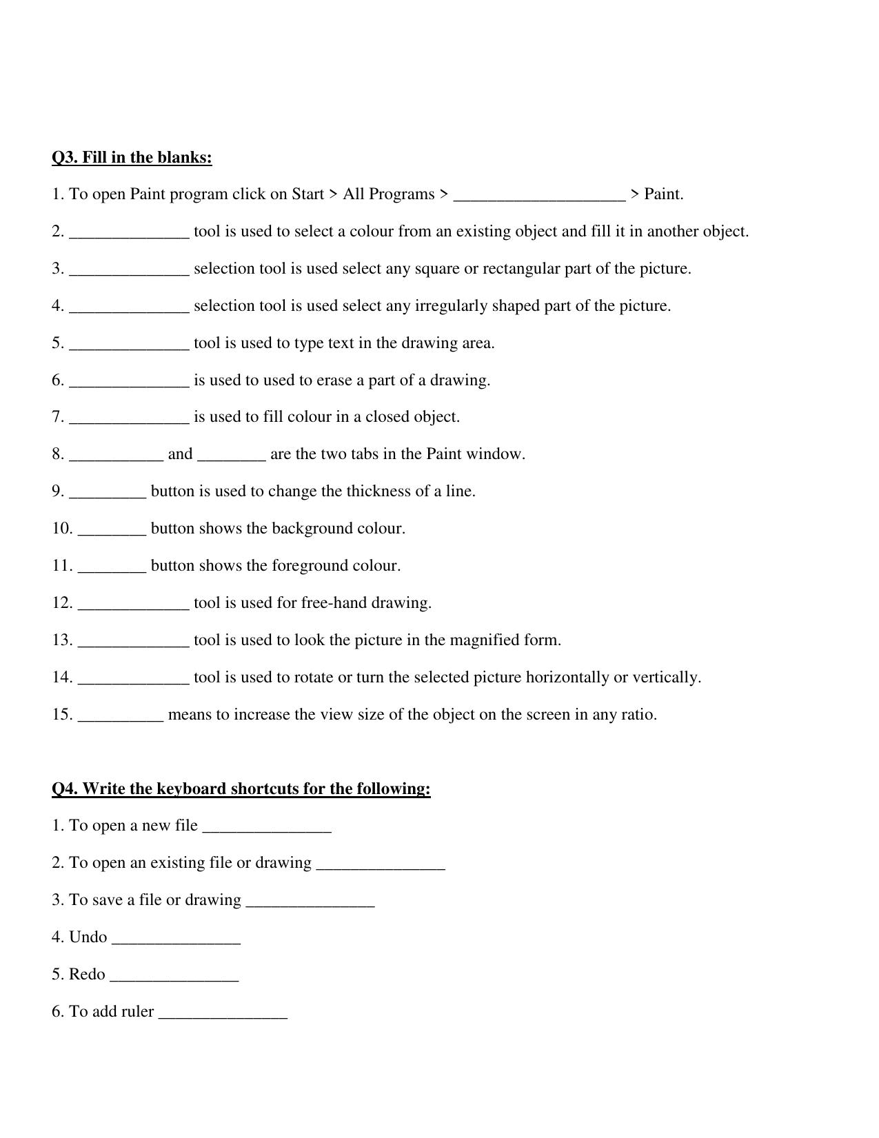 Worksheet for Class 3 Computers Assignment 7 - Page 2