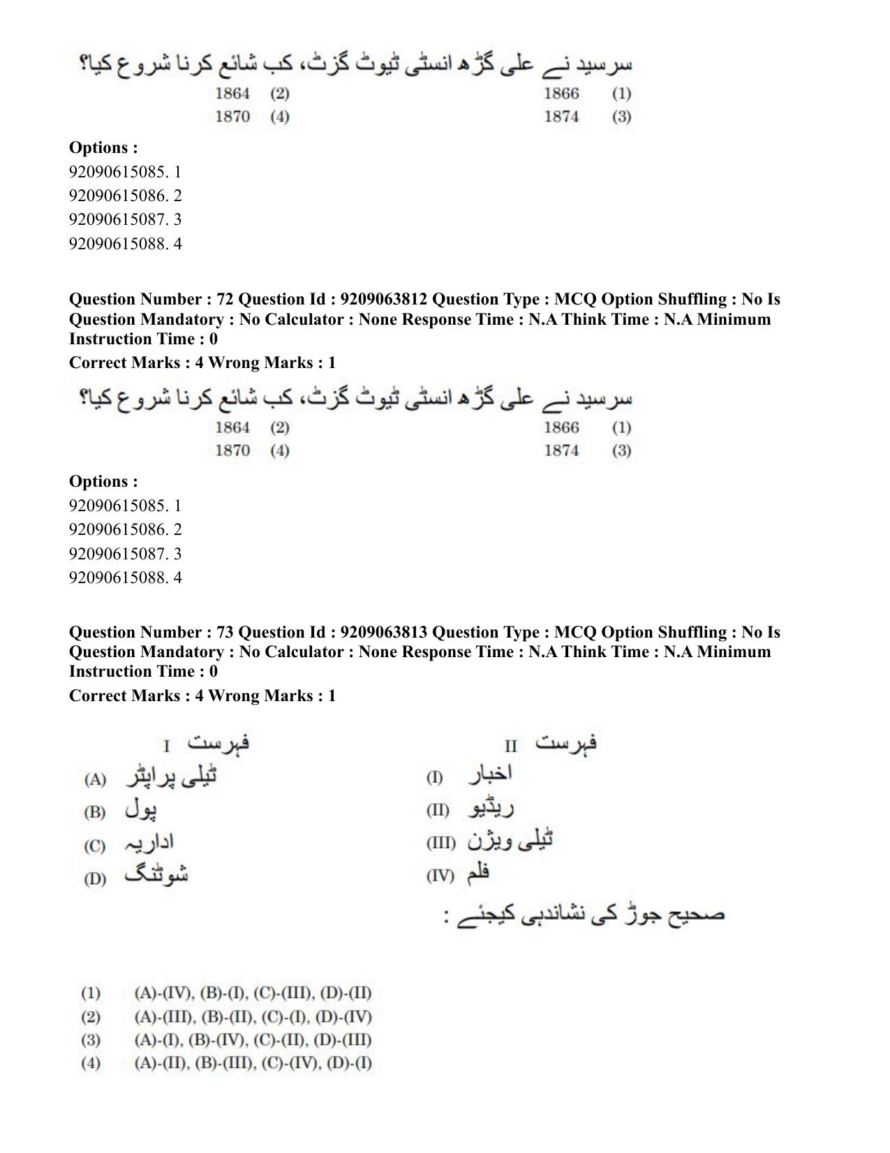 CUET PG 2023: LAQP38 – Urdu Journalism (Hindi)-Shift 3 (06-06-2023) Question Paper - Page 110
