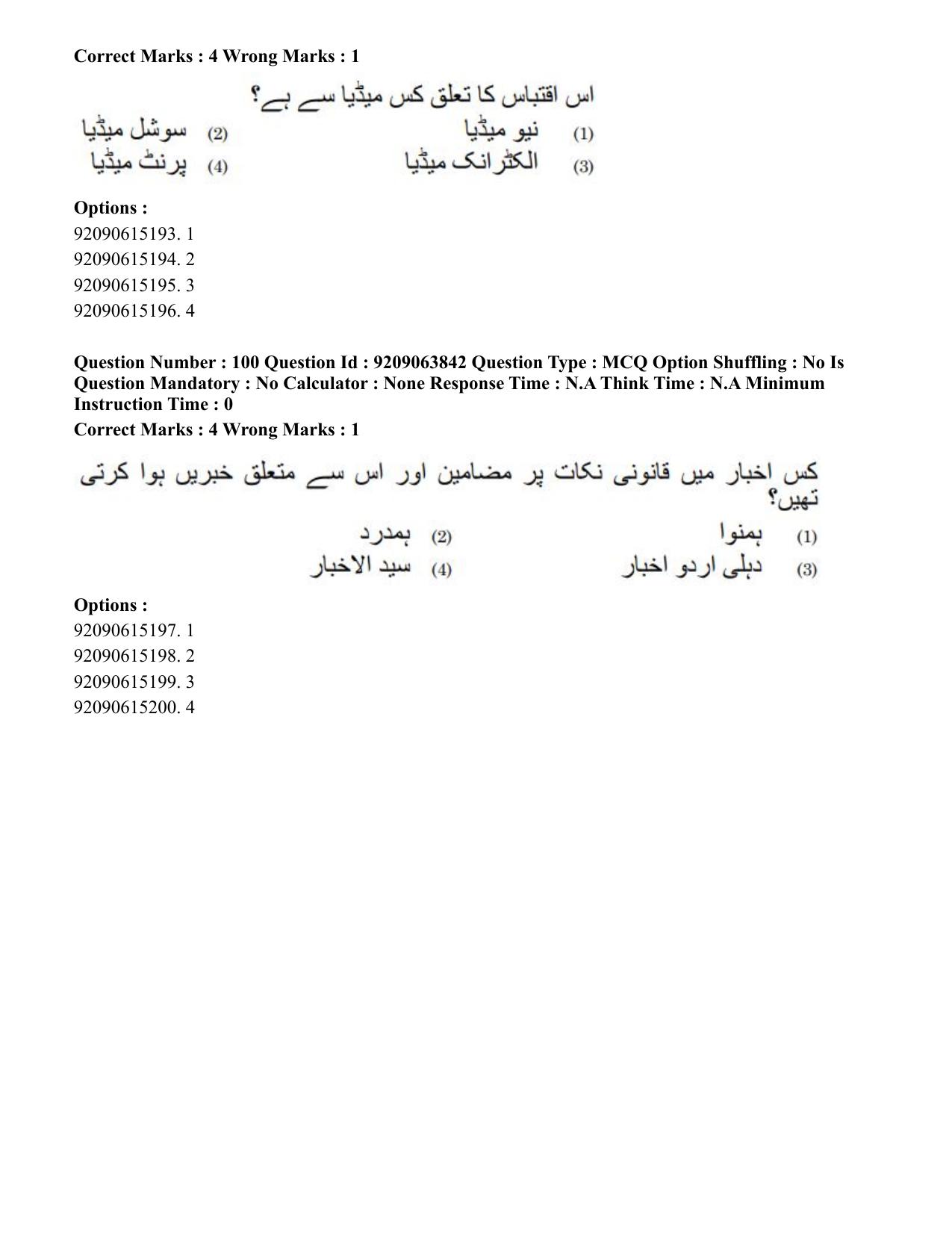 CUET PG 2023: LAQP38 – Urdu Journalism (Hindi)-Shift 3 (06-06-2023) Question Paper - Page 155