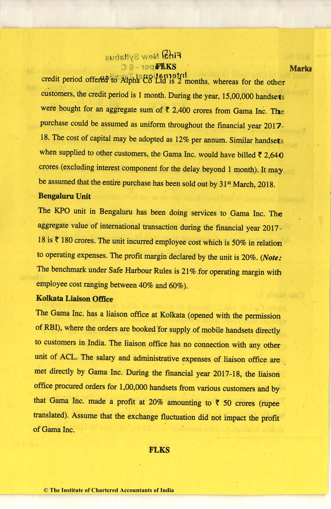 CA Final Nov 2018 Question Paper - Paper 6C – International Taxation - Page 2