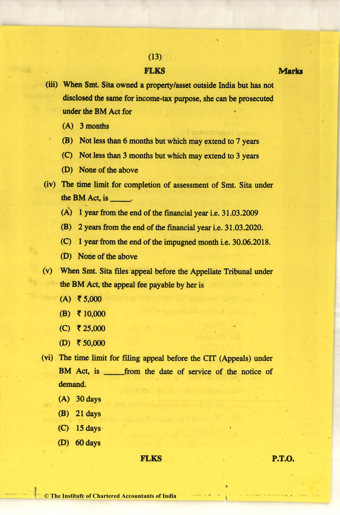 CA Final Nov 2018 Question Paper - Paper 6C – International Taxation - Page 13
