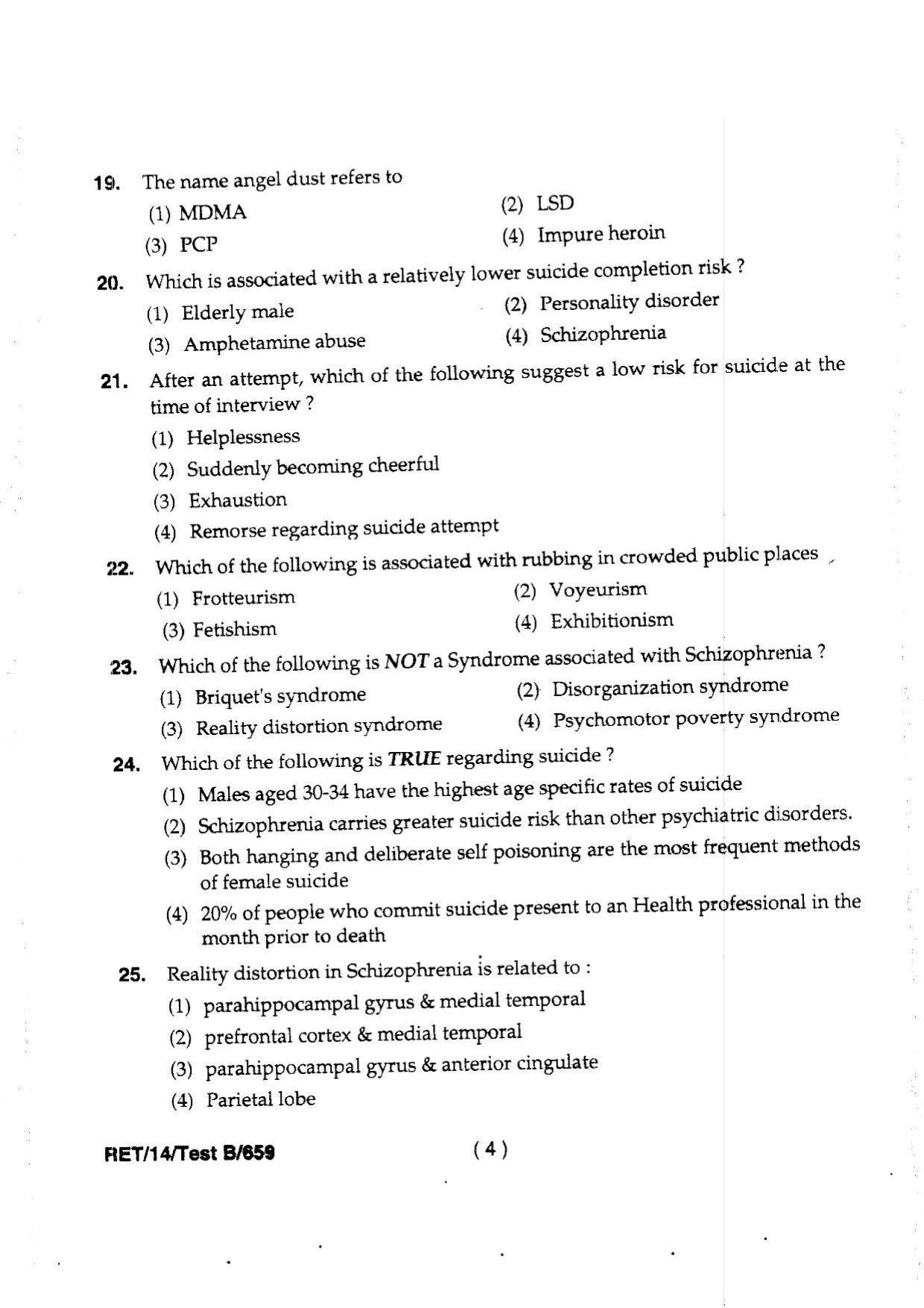 BHU RET Psychiatry 2014 Question Paper - Page 6