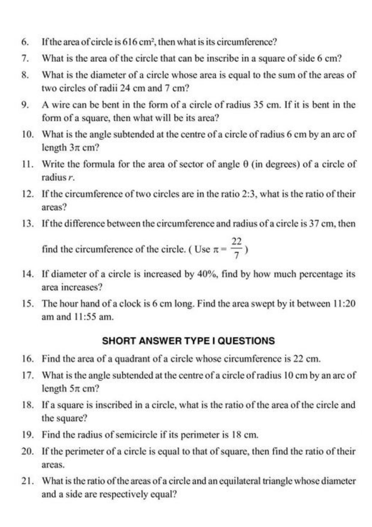 Class 10 Notes, Question & Practice Paper - Mathematics (Topic 12 : Areas Related to Circles) - Page 6