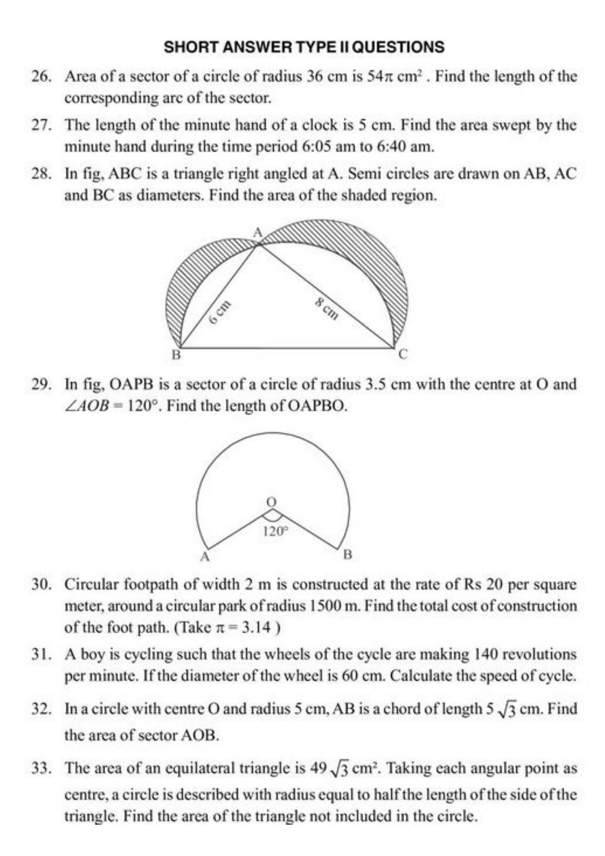Class 10 Notes, Question & Practice Paper - Mathematics (Topic 12 : Areas Related to Circles) - Page 8