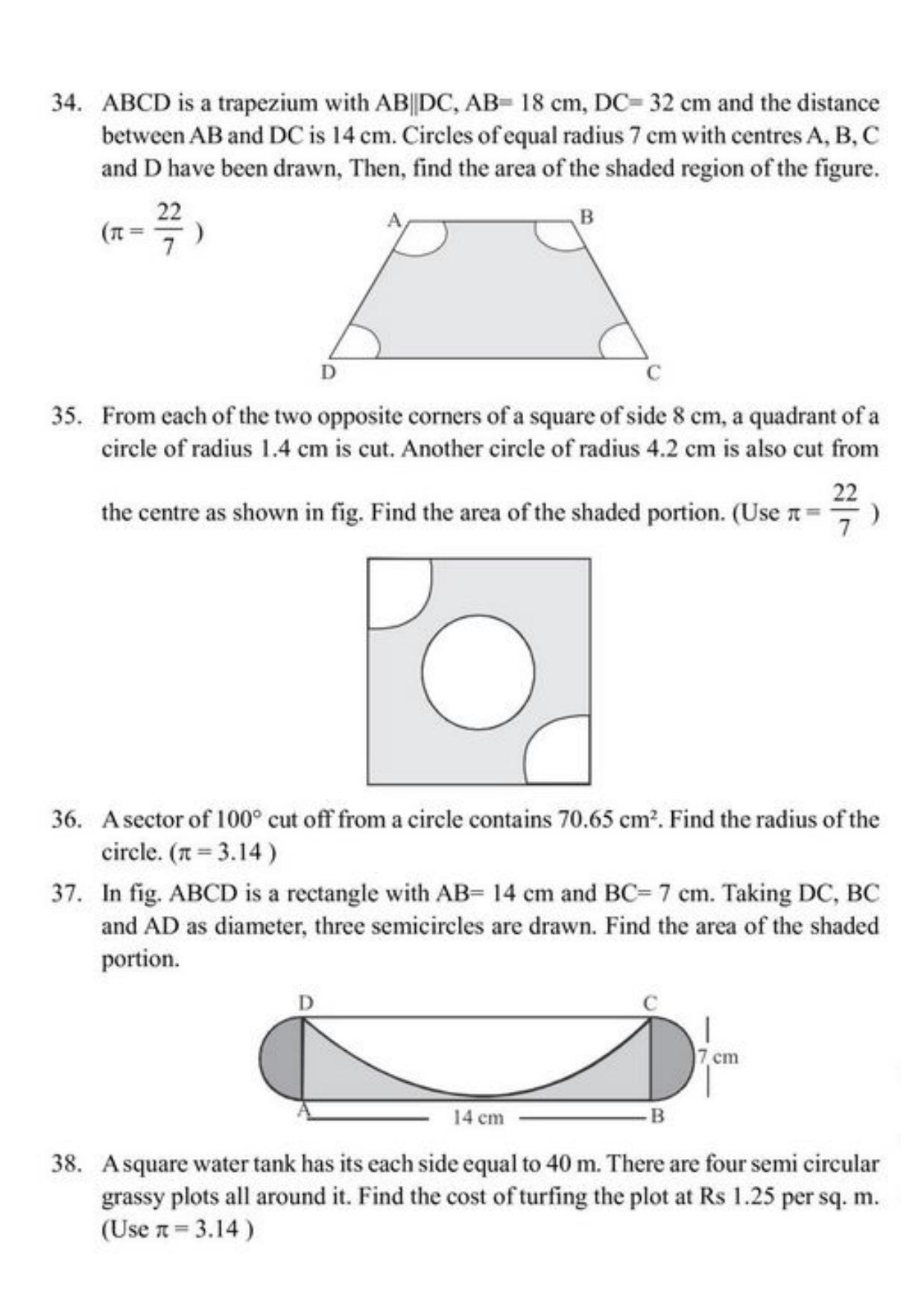 Class 10 Notes, Question & Practice Paper - Mathematics (Topic 12 : Areas Related to Circles) - Page 9