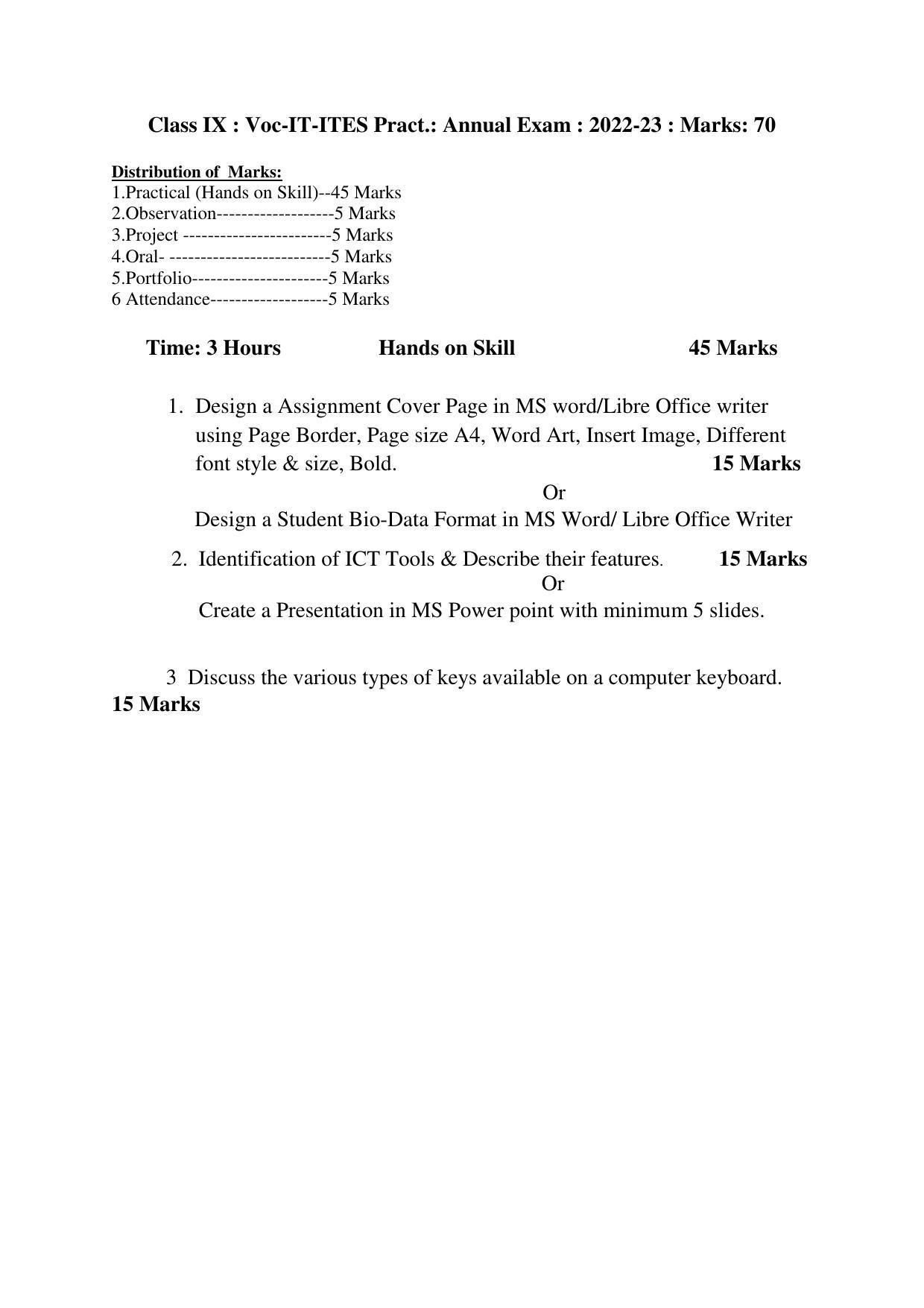 Tripura Board Class Vocational (Theo & Pract) Model Question Paper 2023 - Page 8