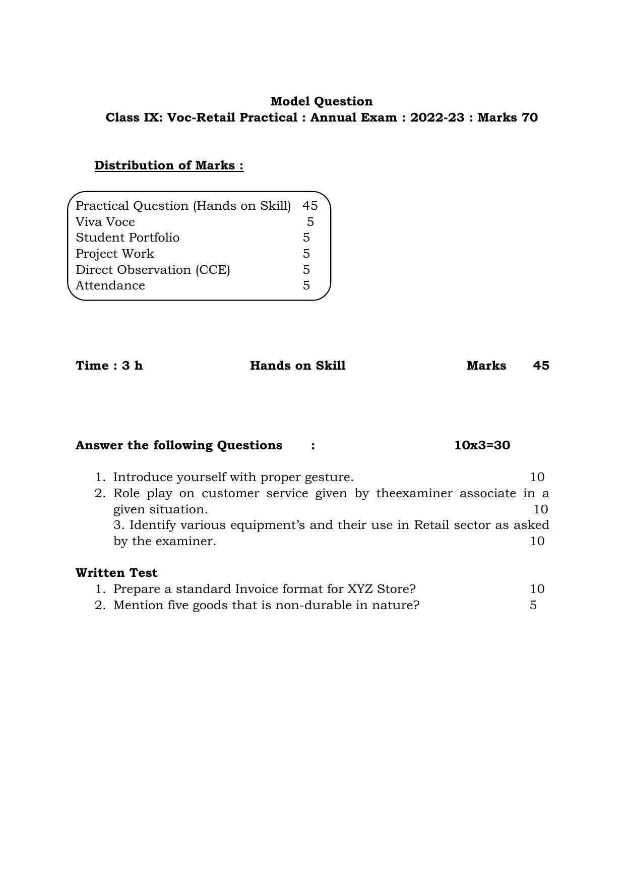 Tripura Board Class Vocational (Theo & Pract) Model Question Paper 2023 - Page 10
