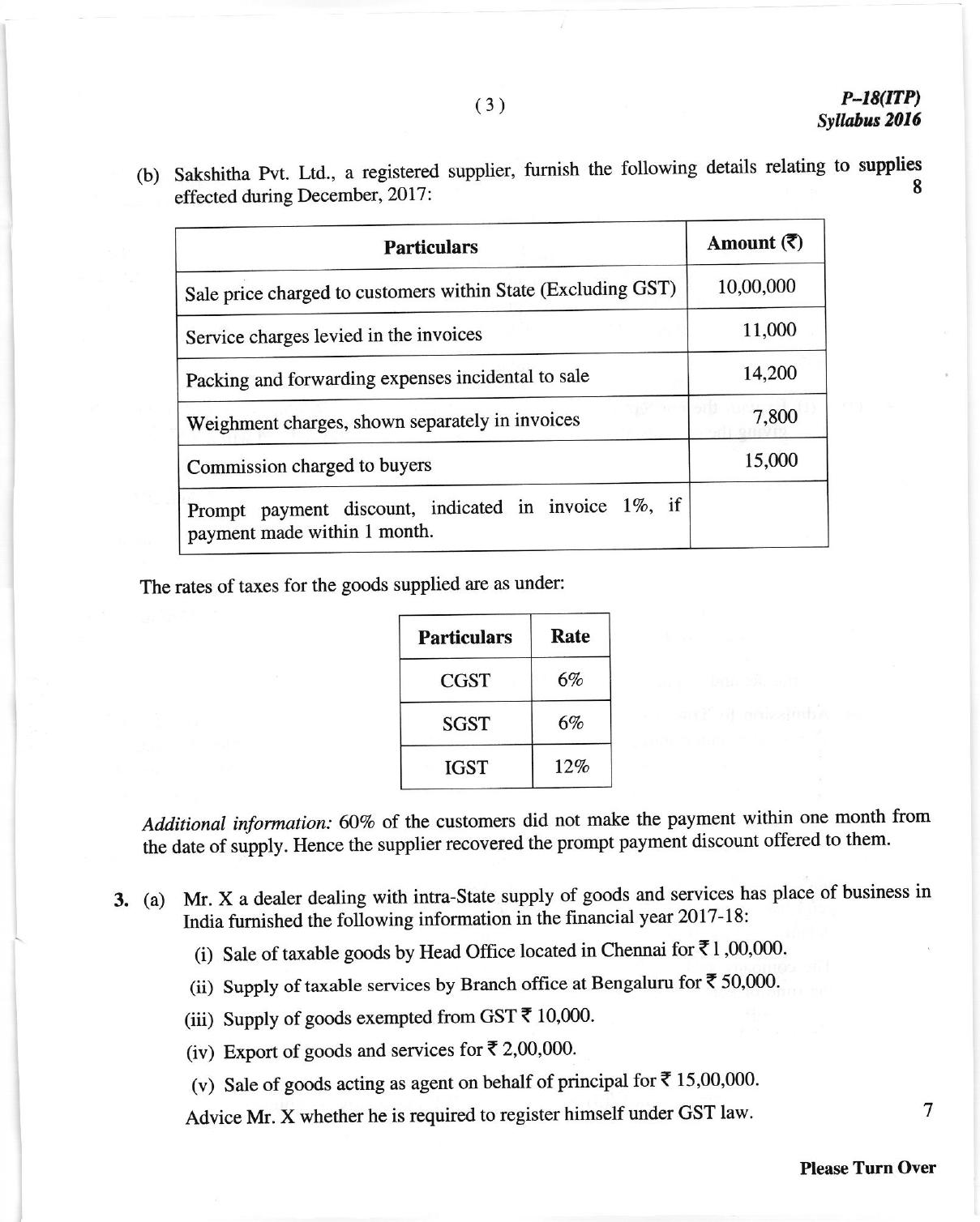 ICMAI June 2018 Indirect Tax Laws and Practise Question Paper (Final) - Page 3