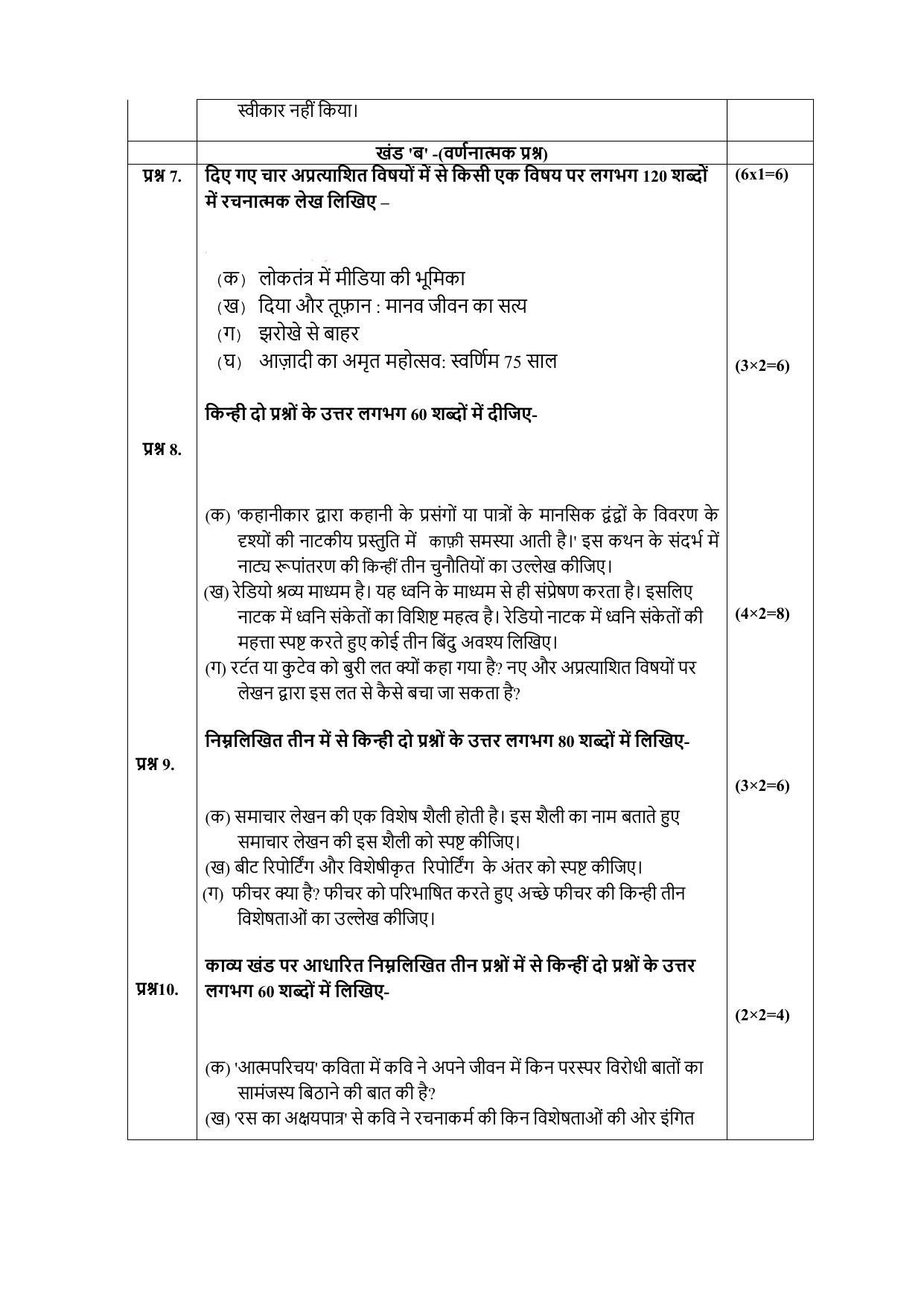 CBSE Class 12 Hindi Core Sample Paper 2023 - Page 11