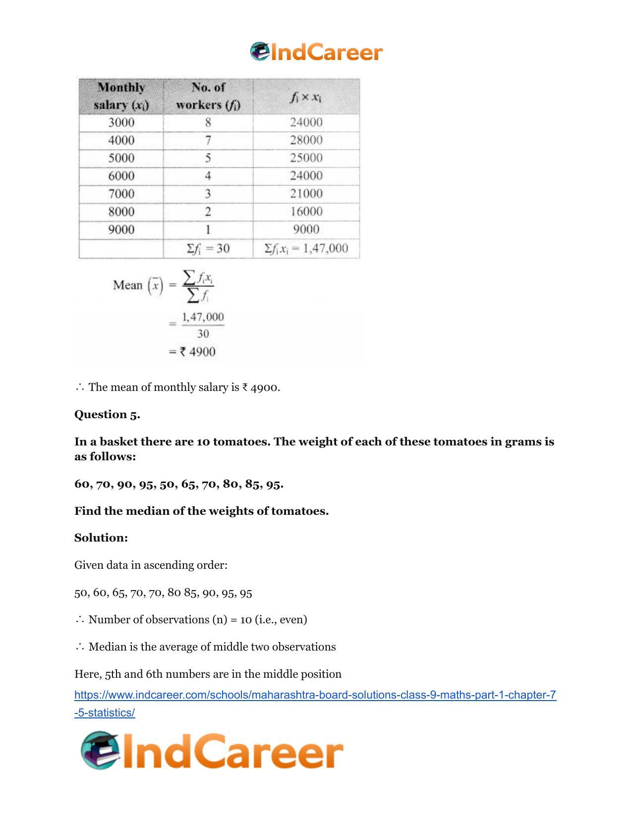 Maharashtra Board Solutions Class 9-Maths (Part 1): Chapter 7.5- Statistics - Page 4