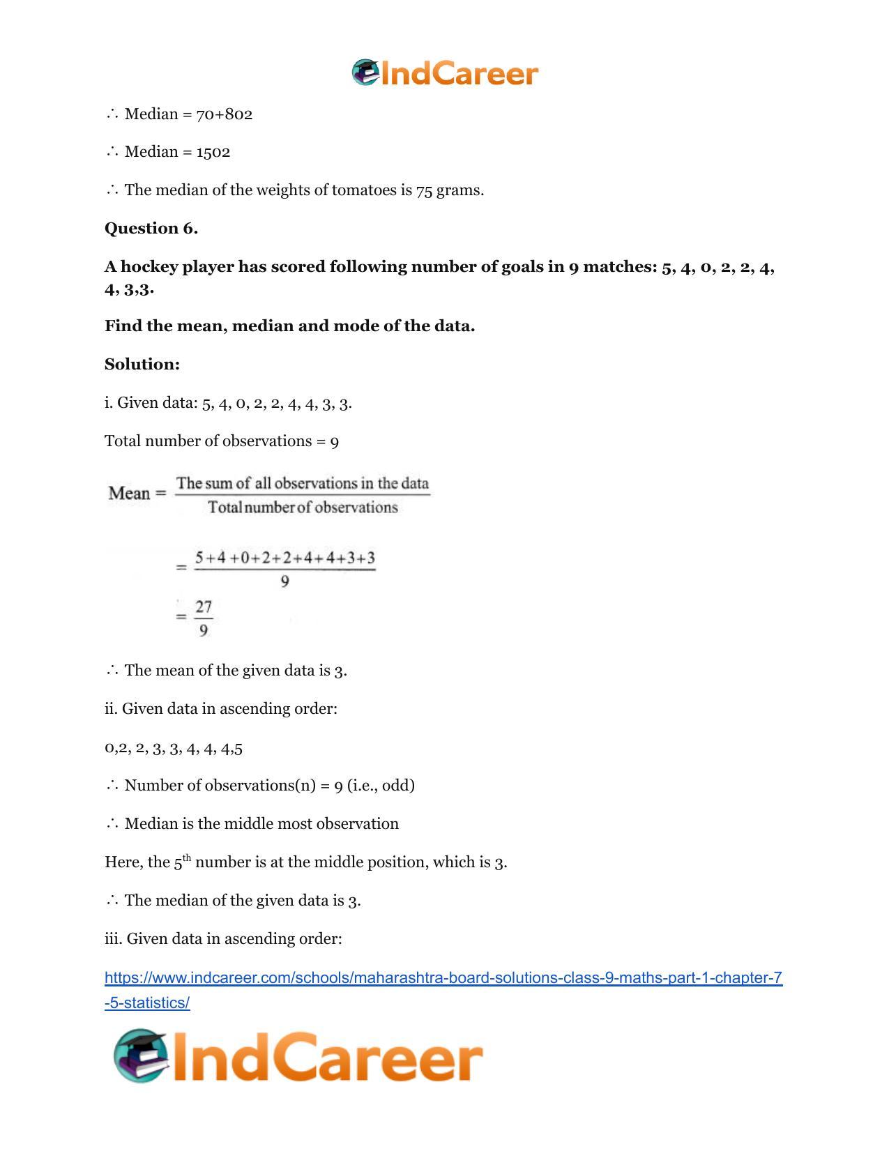 Maharashtra Board Solutions Class 9-Maths (Part 1): Chapter 7.5- Statistics - Page 5