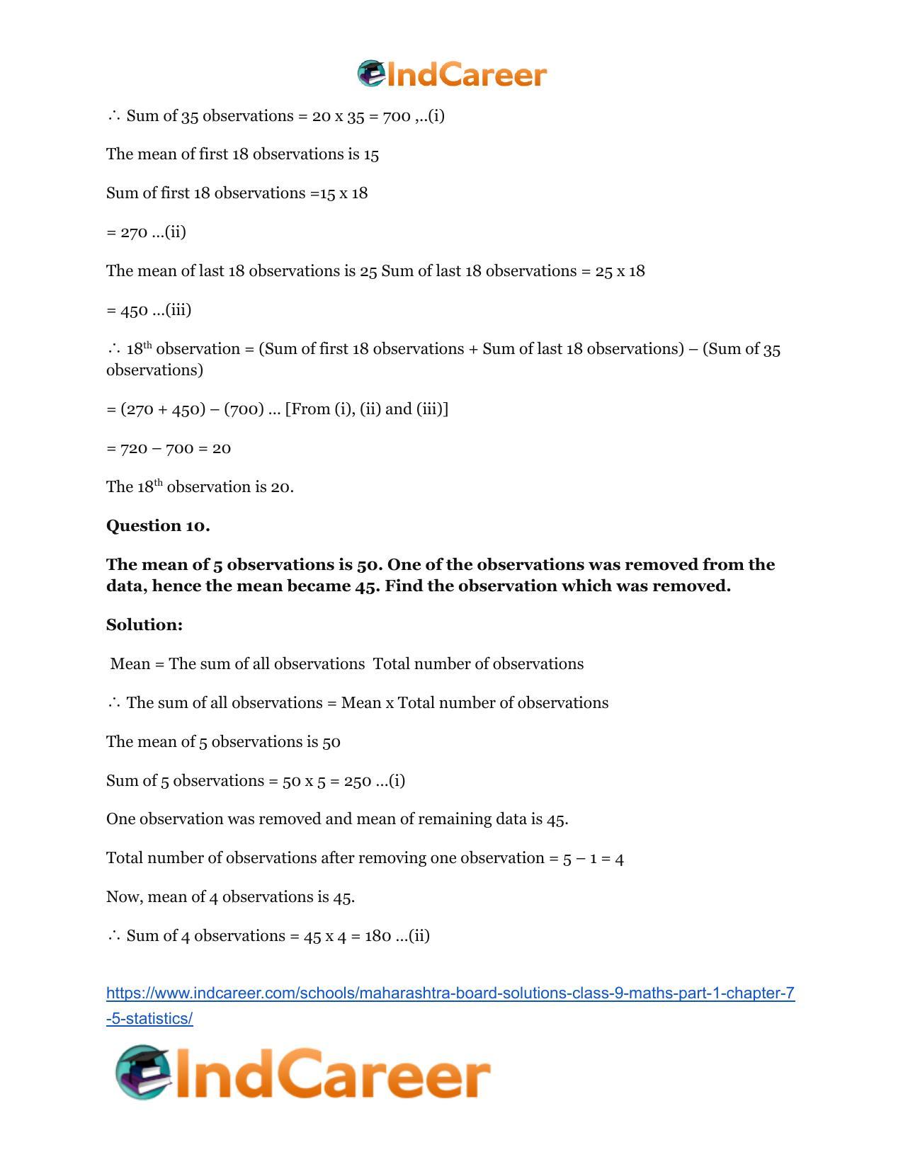 Maharashtra Board Solutions Class 9-Maths (Part 1): Chapter 7.5- Statistics - Page 8