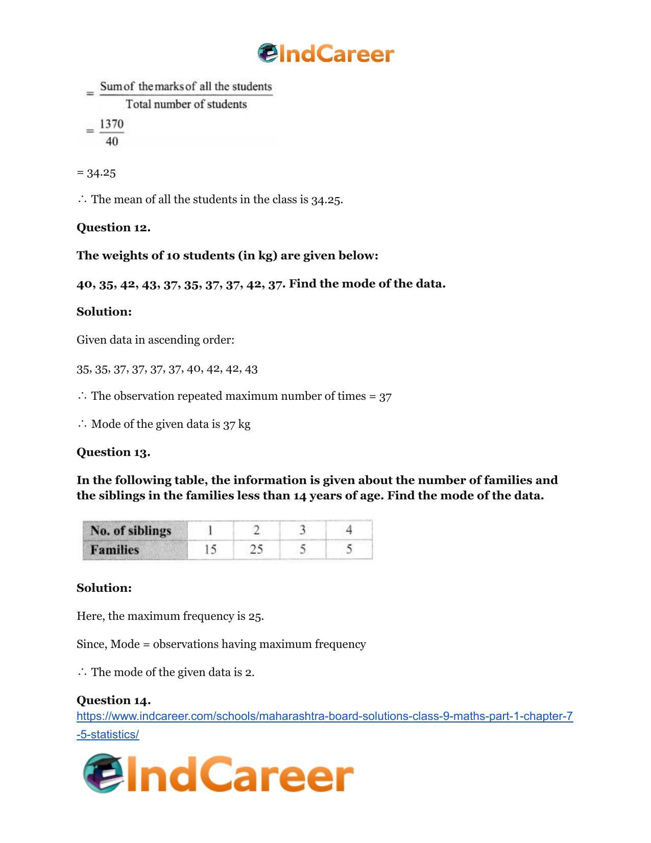 Maharashtra Board Solutions Class 9-Maths (Part 1): Chapter 7.5- Statistics - Page 10