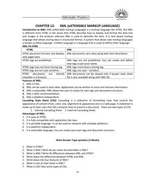 CBSE Class 12 Informatics Practices Computer XML Extensible Markup Language