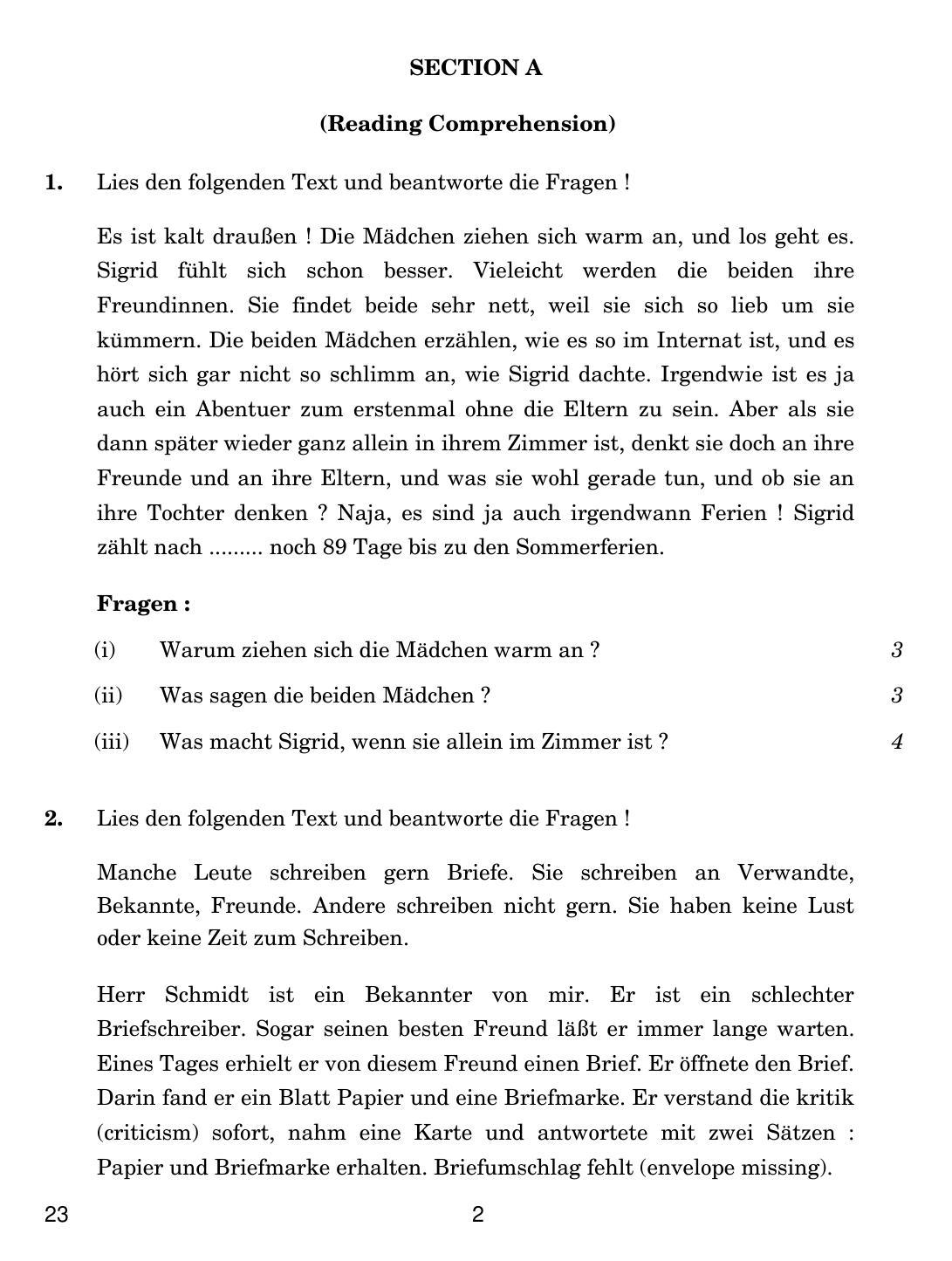 CBSE Class 10 23 GERMAN 2019 Question Paper - Page 2